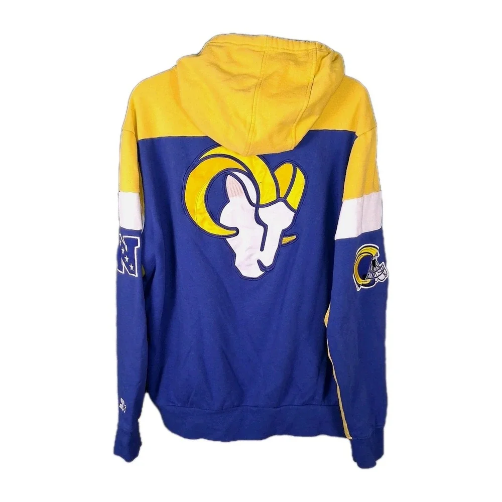 Starter Los Angeles Rams Zip Up Graphic Hoodie Men's Size XL Blue NFL Football